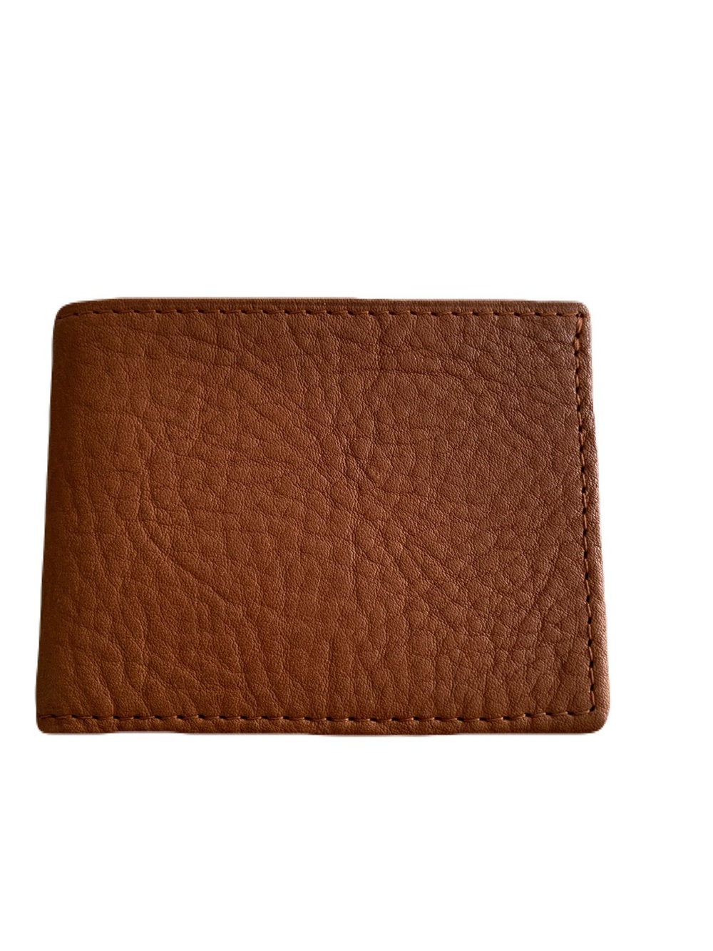 Men's Casual Tan Brown Textured Genuine Bison Leather Bifold Wallet Handcrafted